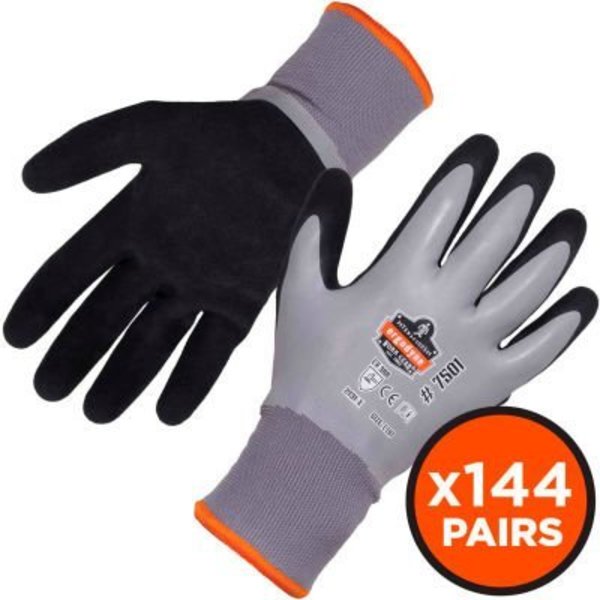 Ergodyne ProFlex 7501 Coated Waterproof Winter Work Gloves, Small, Gray, Case 17932